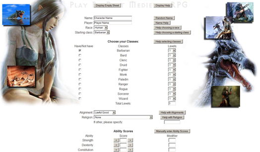 Dungeons & Dragons Online Character Generator