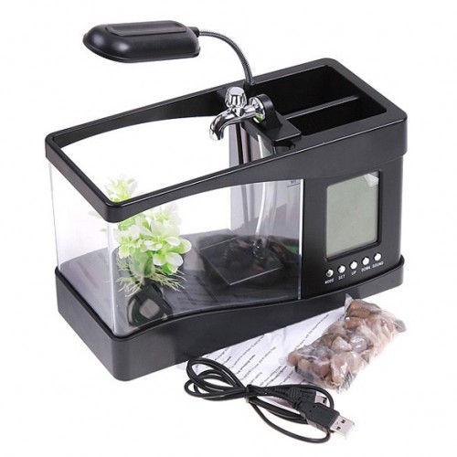 Mini Usb Lcd Desktop Fish Tank Aquarium Clock Time