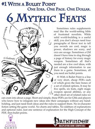 Bullet Points: 6 Mythic Feats  - PFRPG