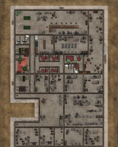 Deadlands Noir-map: Hotel / Manor For Miniatures