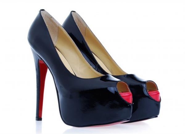 Rate This Gloss Black & Red Stiletto Shoe