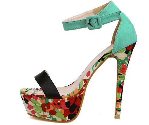 Colorful Flowery High Heel Shoes