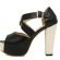   Thick Heel Black & Cream High Heel Shoes