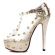 Top  Gold Stud Silver High Heel Shoes